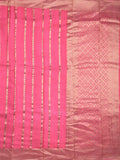 Crape fancy saree light pink color allover zari weaves & zari border with zari pallu and plain blouse