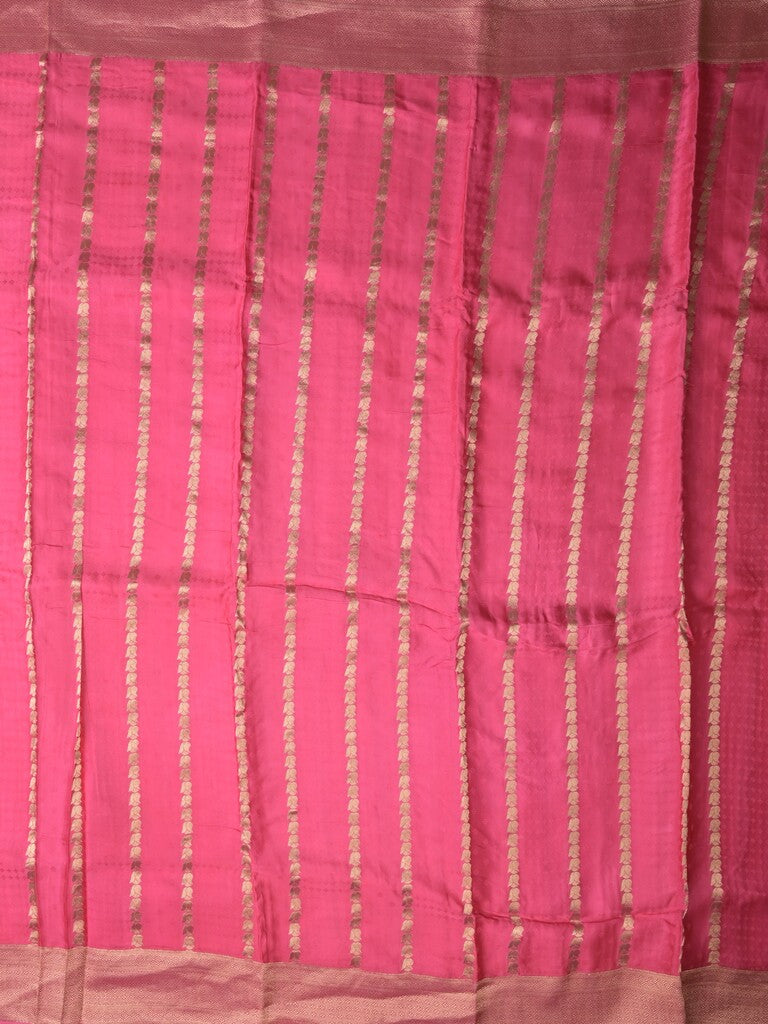 Crape fancy saree light pink color allover zari weaves & zari border with zari pallu and plain blouse