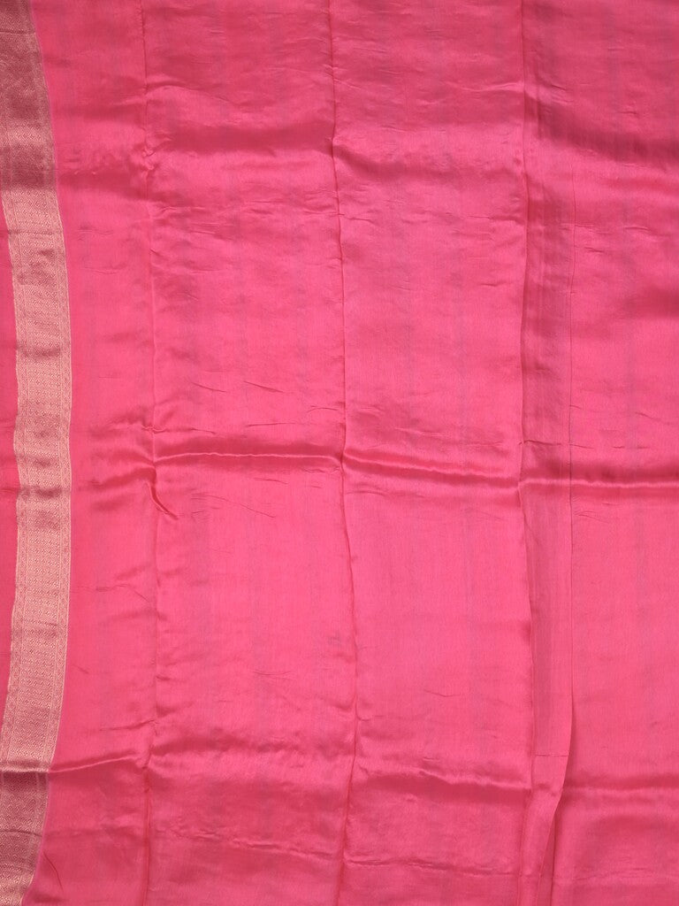 Crape fancy saree light pink color allover zari weaves & zari border with zari pallu and plain blouse