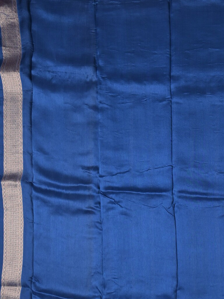 Crape fancy saree royal blue color allover zari weaves & zari border with zari pallu and plain blouse