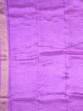 Crape fancy saree purple color allover zari weaves & zari border with zari pallu and plain blouse