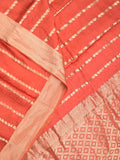 Crape fancy saree orange color allover zari weaves & zari border with zari pallu and plain blouse