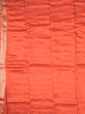 Crape fancy saree orange color allover zari weaves & zari border with zari pallu and plain blouse