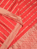 Crape fancy saree orange color allover zari weaves & zari border with zari pallu and plain blouse