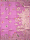 Tabby silk fancy saree purple color allover zari weaves & zari border with zari pallu and attached plain blouse