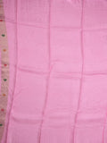 Tabby silk fancy saree baby pink color allover zari weaves & zari border with zari pallu and attached plain blouse