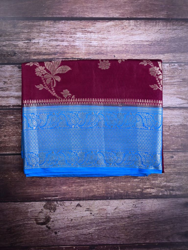 Dola silk fancy saree dark pink color allover zari weaves and zari weaving border with rich pallu and plain blouse