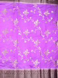 Dupion fancy saree light purple color allover zari weaves & zari border with rich pallu contrast brocade blouse