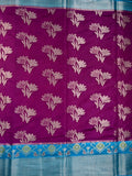 Dupion fancy saree magenta color allover zari weaves & zari border with rich pallu contrast brocade blouse