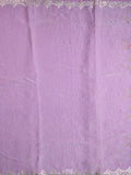 Organza crush fancy saree lavender color allover plain & embroidery border with embroidery pallu and contrast blouse