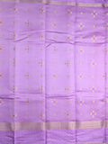 Raw mango pattu saree lavender color allover zari motifs & zari border with short pallu and attached plain blouse