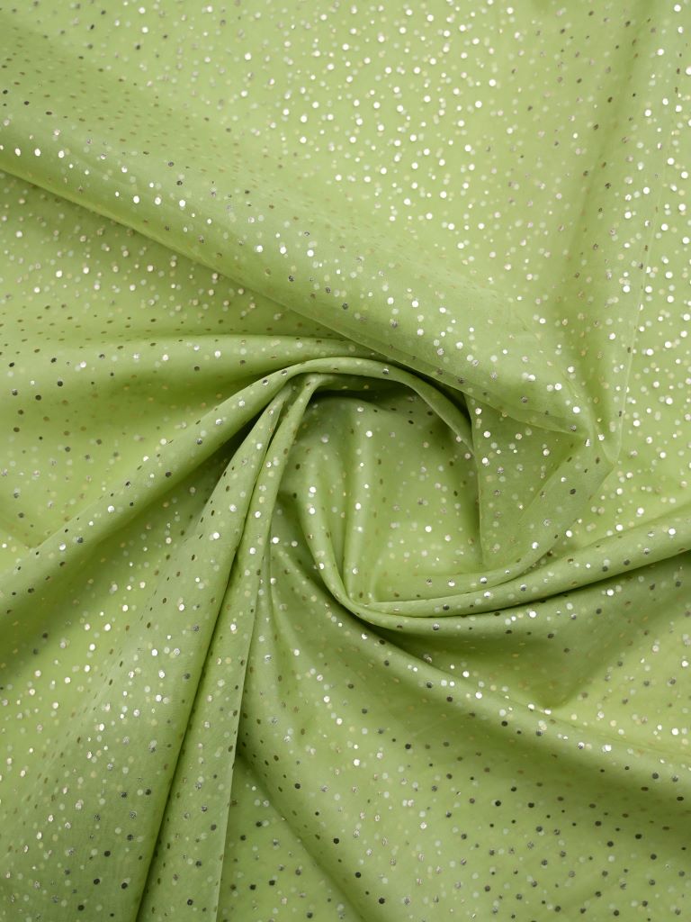 Organza fancy saree pista green color allover sequence & embroidery border with running pallu and stitched blouse