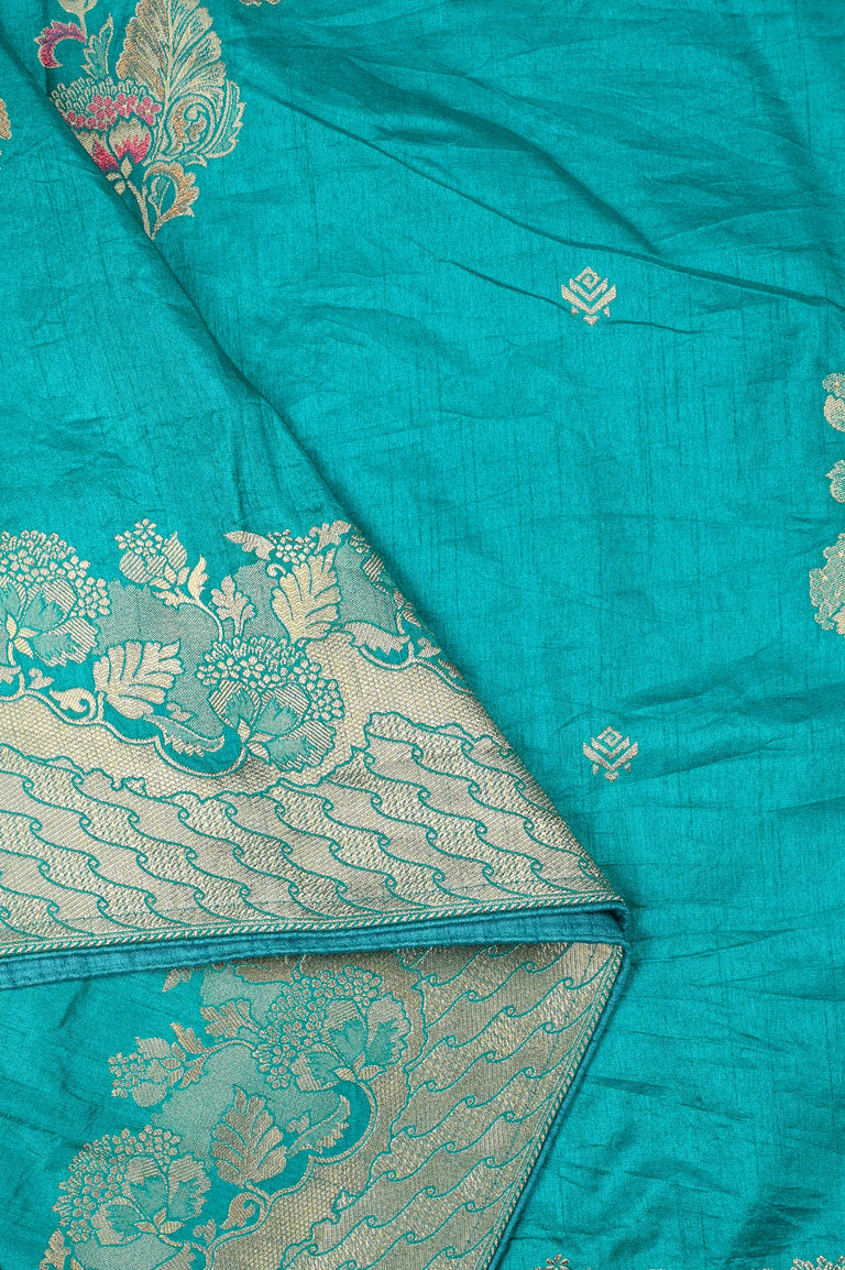 Organza fancy saree half white color allover zari weaving motifs and zari weaving border with rich pallu and attached plain blouse