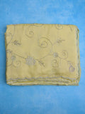 Tabby silk fancy saree light yellow color allover embroidery & cutwork border with running pallu and stitched blouse