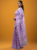 Jamdani Cotton Saree Lavender Color with Allover Weaves, Small Border, Weaving Pallu & Plain Blouse | Lightweight & Elegant Saree