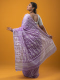 Jamdani Cotton Saree Lavender Color with Allover Weaves, Small Border, Weaving Pallu & Plain Blouse | Lightweight & Elegant Saree