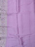 Organza tissue saree lavender color allover weaves & zari border with running pallu and attached plain blouse