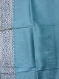 Organza tissue saree sky blue color allover weaves & zari border with running pallu and attached plain blouse