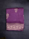 Dola silk fancy saree dark purple color allover zari weaves & zari border with rich pallu and attached plain blouse