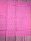 Tabby silk fancy saree baby pink color allover zari checks, motifs & zari border with short pallu and contrast blouse