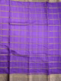 Organza fancy saree purple color allover zari stripes & zari border with short pallu and running blouse