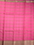 Organza fancy saree light pink color allover zari stripes & zari border with short pallu and running blouse