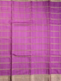 Organza fancy saree lavender color allover zari stripes & zari border with short pallu and running blouse