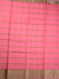 Organza fancy saree baby pink color allover zari stripes & zari border with short pallu and running blouse