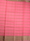 Organza fancy saree baby pink color allover zari stripes & zari border with short pallu and running blouse