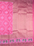 Dupion fancy saree pink color allover zari weaves & ikkath zari border with rich pallu and attached self blouse