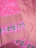 Dupion fancy saree pink color allover zari weaves & ikkath zari border with rich pallu and attached self blouse