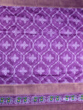 Dupion fancy saree purple color allover zari weaves & ikkath zari border with rich pallu and attached self blouse