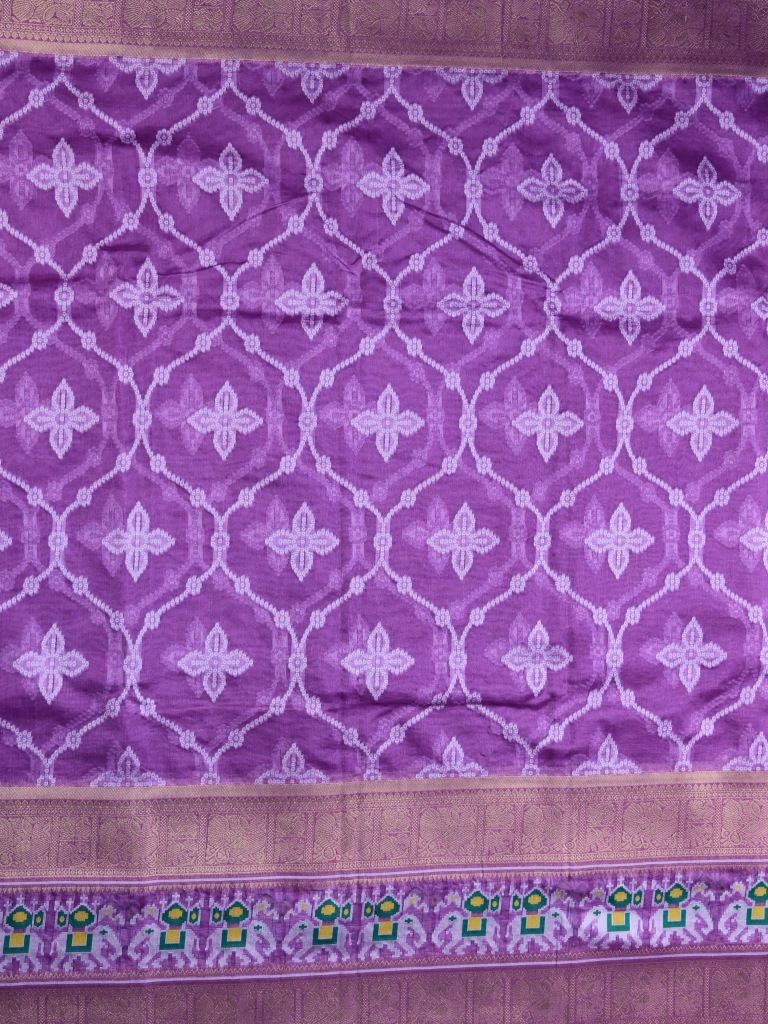 Dupion fancy saree purple color allover zari weaves & ikkath zari border with rich pallu and attached self blouse