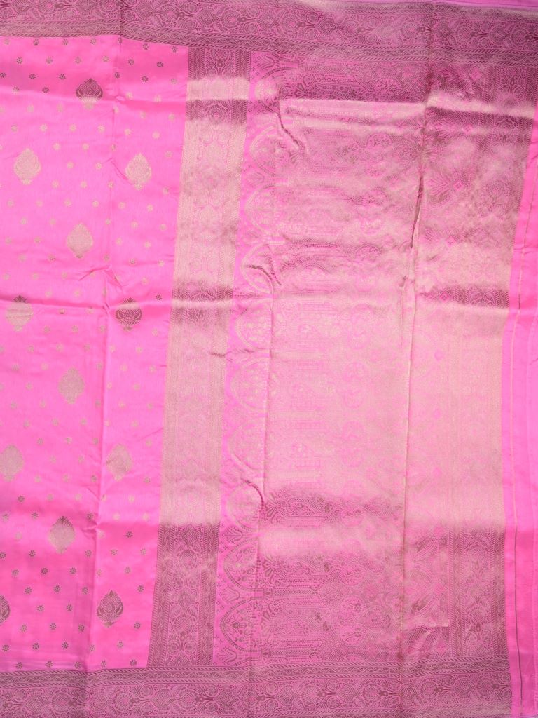 Dola silk fancy saree light pink color allover zari weaves & zari border with rich pallu and attached plain blouse