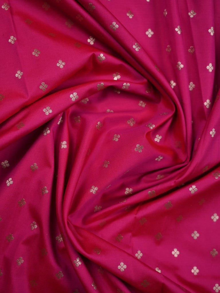 Banaras pattu saree dark pink color allover small zari motives & zari weaving border with rich pallu and plain blouse