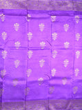 Dola silk fancy saree purple color allover zari weaves & zari border with rich pallu and attached plain blouse