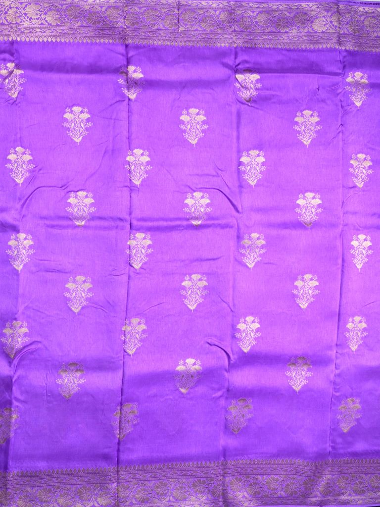 Dola silk fancy saree purple color allover zari weaves & zari border with rich pallu and attached plain blouse