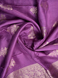 Dola silk fancy saree dark purple color allover zari weaves & zari border with rich pallu and attached plain blouse