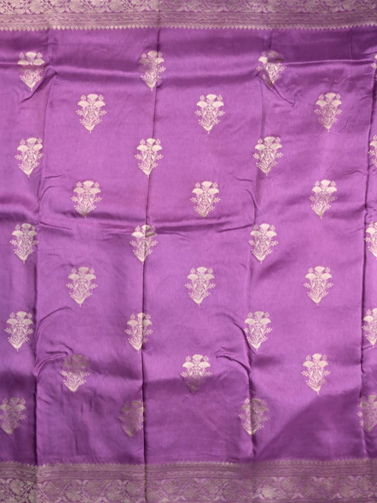 Dola silk fancy saree dark purple color allover zari weaves & zari border with rich pallu and attached plain blouse