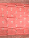 Dola silk fancy saree coral pink color allover zari weaves & zari border with rich pallu and attached plain blouse