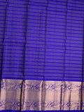 Kanchi pattu saree peacock blue color allover zari motifs & kanchi border with rich pallu and contrast blouse