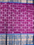 Kanchi pattu saree purple color color allover zari motifs & kanchi border with rich pallu and contrast blouse