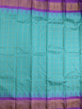 Gadwal pattu saree sky blue color allover checks & small kaddi border with rich contrast pallu and attached plain blouse