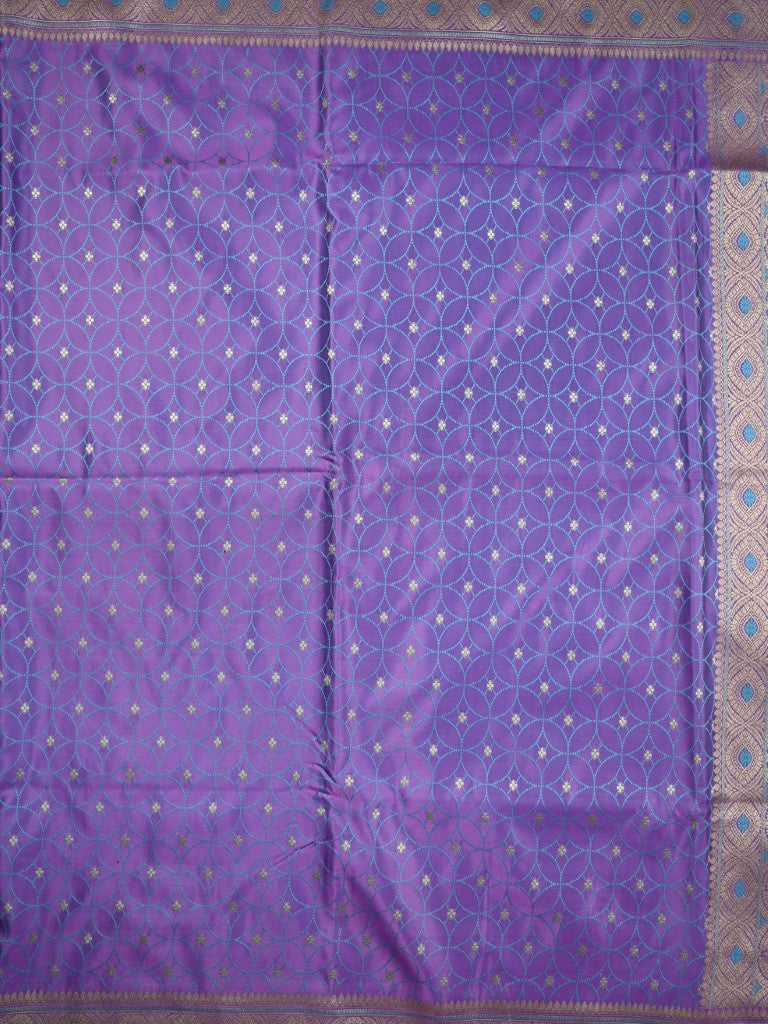 Banaras pattu saree purple color allover zari weaves & zari weaving border with rich pallu and contrast plain blouse