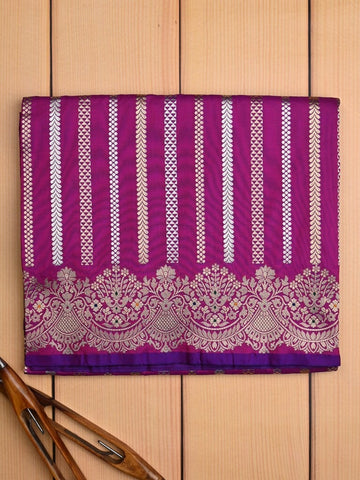 Banaras fancy saree purple color allover zari weaves & zari border with rich pallu and plain blouse