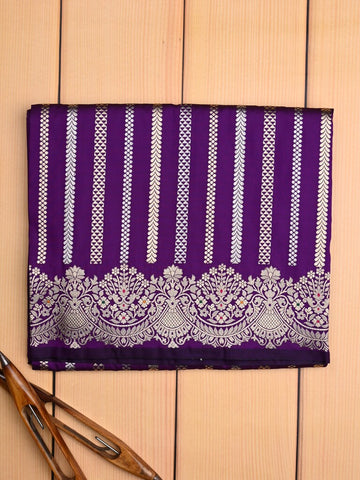 Banaras fancy saree violet color allover zari weaves & zari border with rich pallu and plain blouse