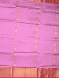 Venkatagiri pattu saree purple color allover zari motifs & kaddi border with rich contrast pallu and attached plain blouse