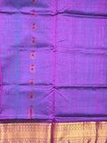 Venkatagiri pattu saree sky blue color allover zari motifs & kaddi border with rich contrast pallu and attached plain blouse