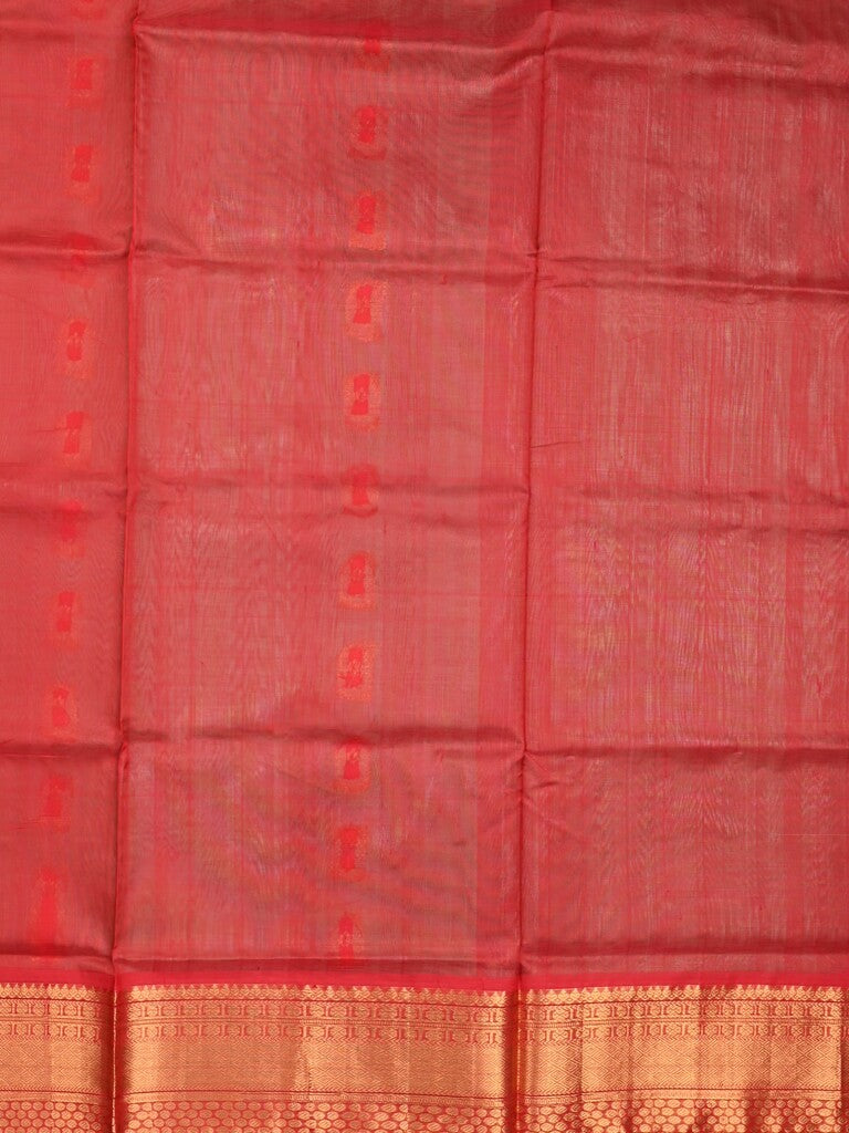 Venkatagiri pattu saree lux green color allover zari motifs & kaddi border with rich contrast pallu and attached plain blouse