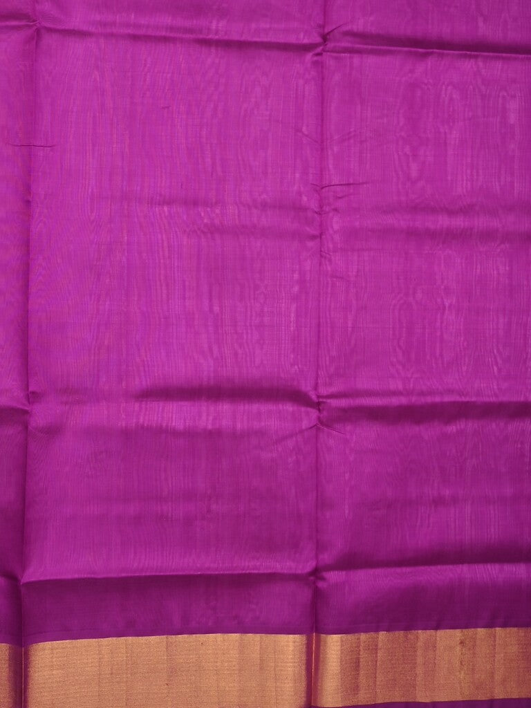 Uppada seiko pattu saree purple color allover zari motifs & kaddi border with zari contrast pallu and attached plain blouse